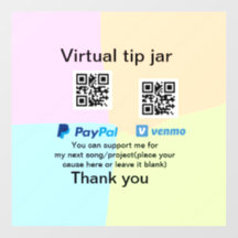 仮想チップjar q rコードマネー寄付PayPal ven