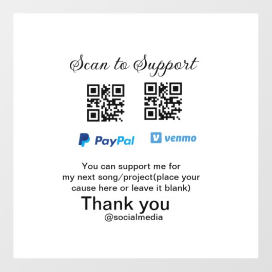 仮想チップjar q rコードマネー寄付PayPal ven ウィンドウサイン (シート)