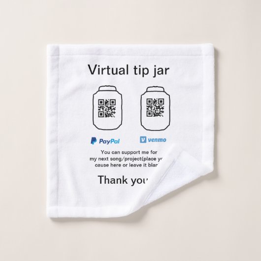 仮想チップjar q rコードマネー寄付PayPal ven ウォッシュタオル (ウォッシュタオル)