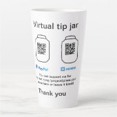 仮想チップjar q rコードマネー寄付PayPal ven カフェラテマグ (正面)