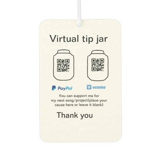 仮想チップjar q rコードマネー寄付PayPal ven カーエアーフレッシュナー (正面)