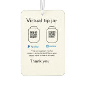 仮想チップjar q rコードマネー寄付PayPal ven カーエアーフレッシュナー (裏面)