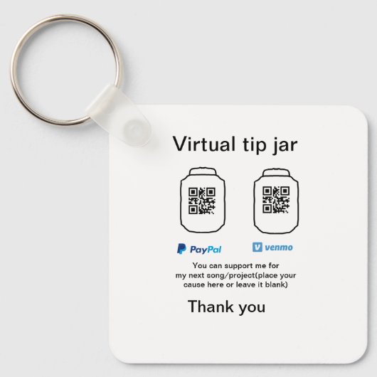 仮想チップjar q rコードマネー寄付PayPal ven キーホルダー (正面)