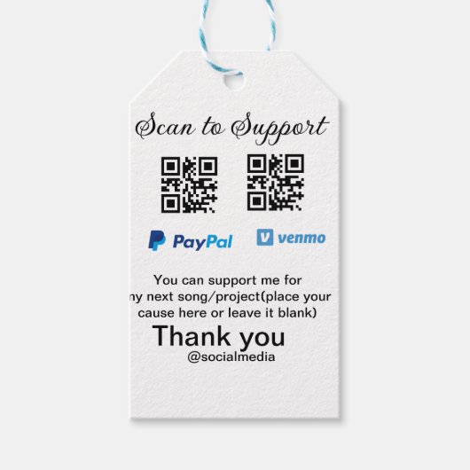 仮想チップjar q rコードマネー寄付PayPal ven ギフトタグ (正面)