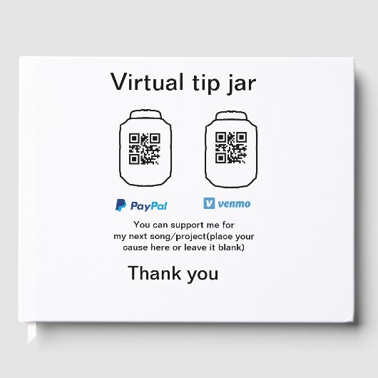 仮想チップjar q rコードマネー寄付PayPal ven ゲストブック (正面)