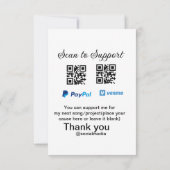 仮想チップjar q rコードマネー寄付PayPal ven サンキューカード (裏面)