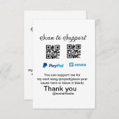 仮想チップjar q rコードマネー寄付PayPal ven サンキューカード (正面/裏面)