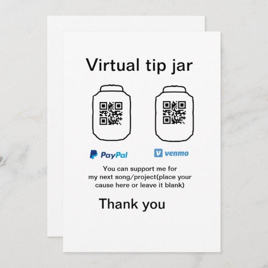 仮想チップjar q rコードマネー寄付PayPal ven シーズンカード (正面/裏面)