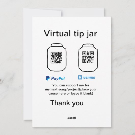 仮想チップjar q rコードマネー寄付PayPal ven シーズンカード (裏面)