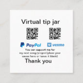 仮想チップjar q rコードマネー寄付PayPal ven スクエア名刺 (裏面)