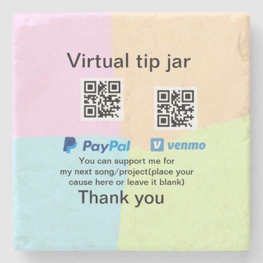 仮想チップjar q rコードマネー寄付PayPal ven ストーンコースター (正面)