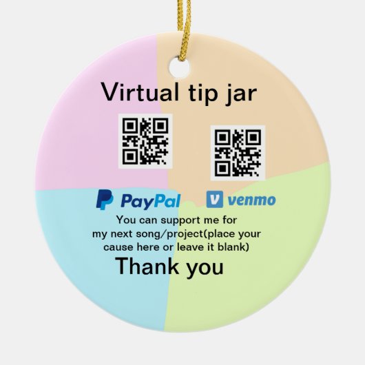 仮想チップjar q rコードマネー寄付PayPal ven セラミックオーナメント (正面)