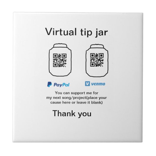仮想チップjar q rコードマネー寄付PayPal ven タイル (正面)