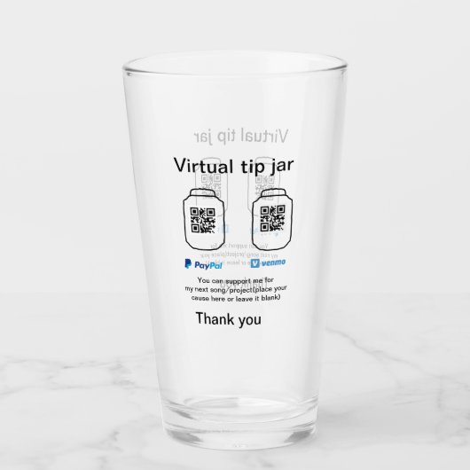 仮想チップjar q rコードマネー寄付PayPal ven タンブラーグラス (正面)