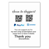 仮想チップjar q rコードマネー寄付PayPal ven テーブルナンバー (裏面)