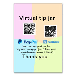 仮想チップjar q rコードマネー寄付PayPal ven テーブルナンバー