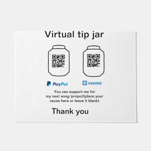 仮想チップjar q rコードマネー寄付PayPal ven ドアマット (正面)