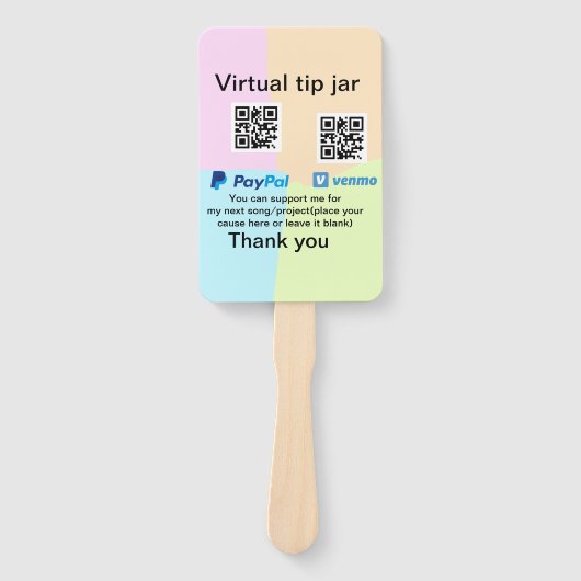 仮想チップjar q rコードマネー寄付PayPal ven ハンドファン (正面)