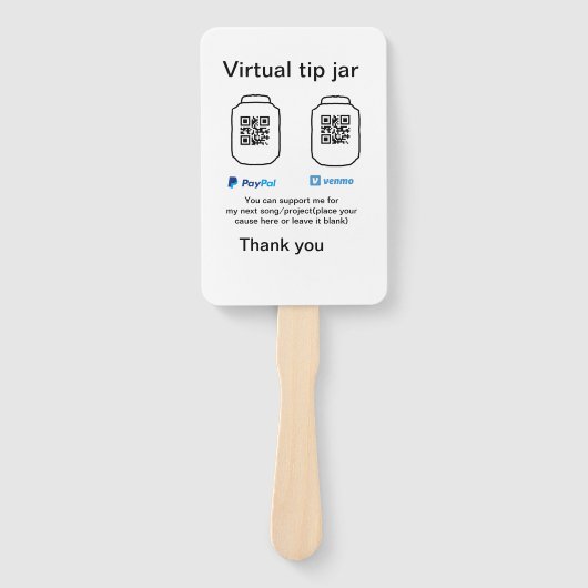 仮想チップjar q rコードマネー寄付PayPal ven ハンドファン (正面)