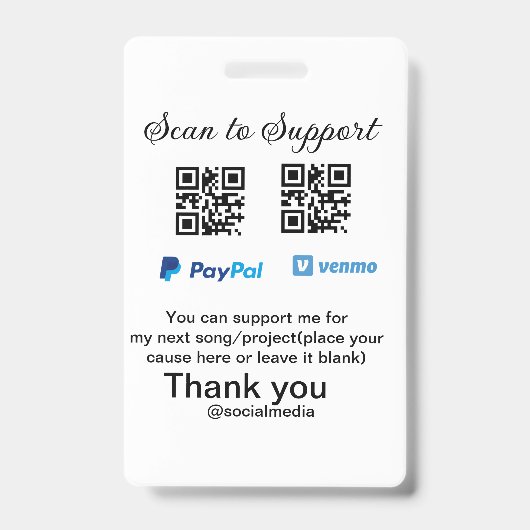 仮想チップjar q rコードマネー寄付PayPal ven バッジ (正面)