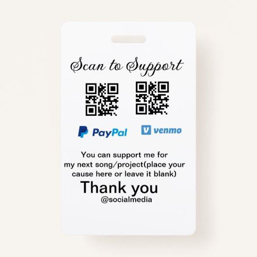 仮想チップjar q rコードマネー寄付PayPal ven バッジ (正面)