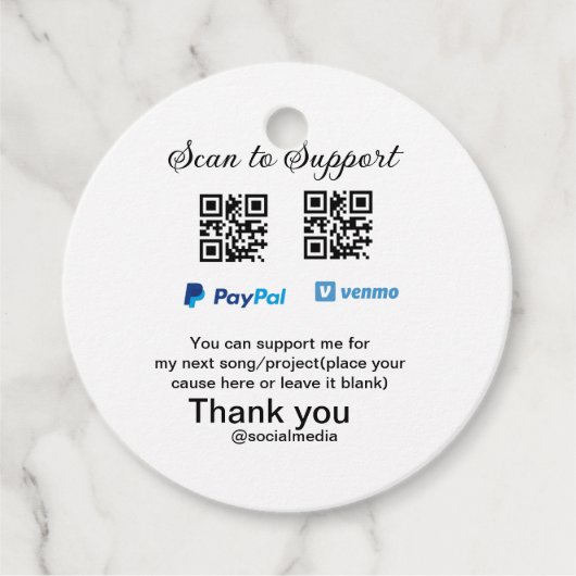 仮想チップjar q rコードマネー寄付PayPal ven フェイバータグ (正面)