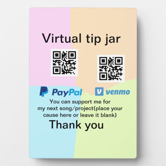 仮想チップjar q rコードマネー寄付PayPal ven フォトプラーク (正面)