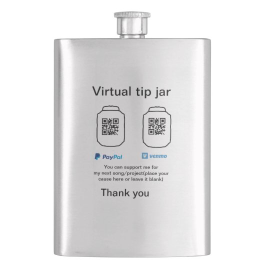 仮想チップjar q rコードマネー寄付PayPal ven フラスク (正面)