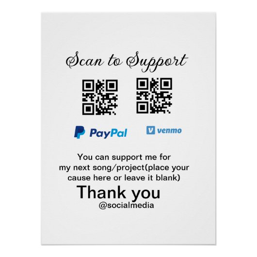 仮想チップjar q rコードマネー寄付PayPal ven ポスター (正面)