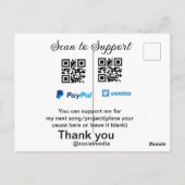 仮想チップjar q rコードマネー寄付PayPal ven ポストカード (裏面)