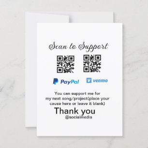仮想チップjar q rコードマネー寄付PayPal ven ポストカード