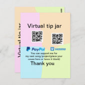 仮想チップjar q rコードマネー寄付PayPal ven ポストカード (正面/裏面)