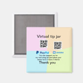 仮想チップjar q rコードマネー寄付PayPal ven マグネット (正面/裏面)