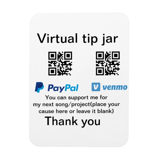 仮想チップjar q rコードマネー寄付PayPal ven マグネット (縦)