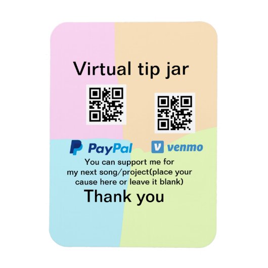 仮想チップjar q rコードマネー寄付PayPal ven マグネット (縦)