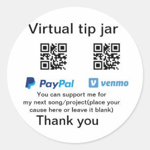 仮想チップjar q rコードマネー寄付PayPal ven ラウンドシール
