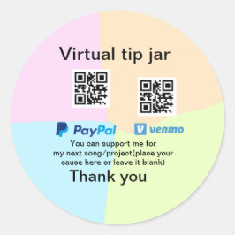 仮想チップjar q rコードマネー寄付PayPal ven ラウンドシール