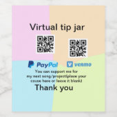 仮想チップjar q rコードマネー寄付PayPal ven ワインラベル (シングルラベル)