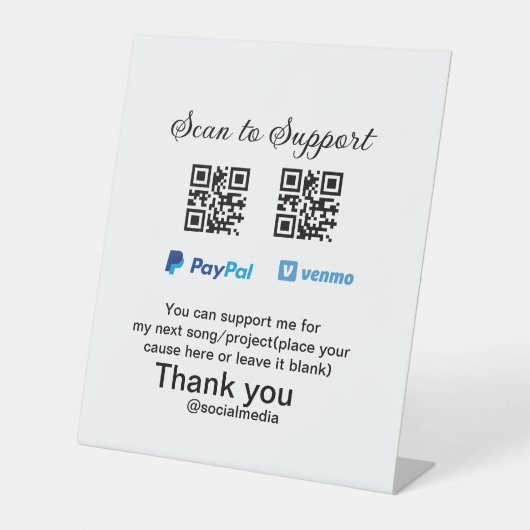 仮想チップjar q rコードマネー寄付PayPal ven 台座サイン (正面)