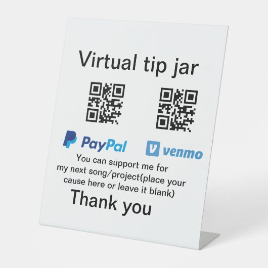 仮想チップjar q rコードマネー寄付PayPal ven 台座サイン (正面)