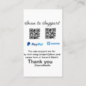 仮想チップjar q rコードマネー寄付PayPal ven 名刺 (裏面)