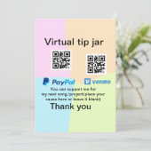 仮想チップjar q rコードマネー寄付PayPal ven 招待状 (スタンド正面)