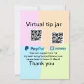 仮想チップjar q rコードマネー寄付PayPal ven 招待状 (裏面)