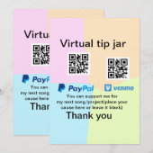 仮想チップjar q rコードマネー寄付PayPal ven 招待状 (正面/裏面)