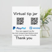 仮想チップjar q rコードマネー寄付PayPal ven 招待状 (スタンド正面)