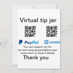 仮想チップjar q rコードマネー寄付PayPal ven 招待状