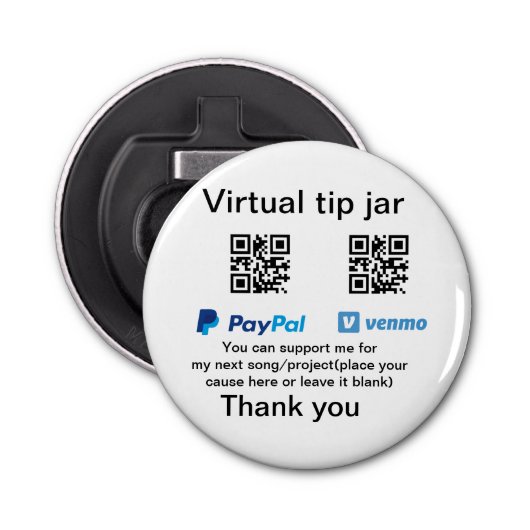 仮想チップjar q rコードマネー寄付PayPal ven 栓抜き (正面)
