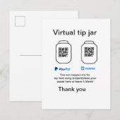 仮想チップjar q rコードマネー寄付PayPal ven 案内ポストカード (正面/裏面)