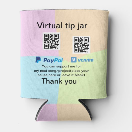 仮想チップjar q rコードマネー寄付PayPal ven 缶クーラー (正面)