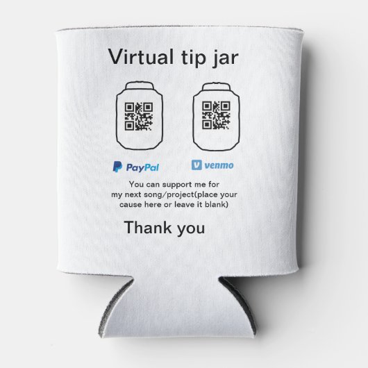 仮想チップjar q rコードマネー寄付PayPal ven 缶クーラー (正面)